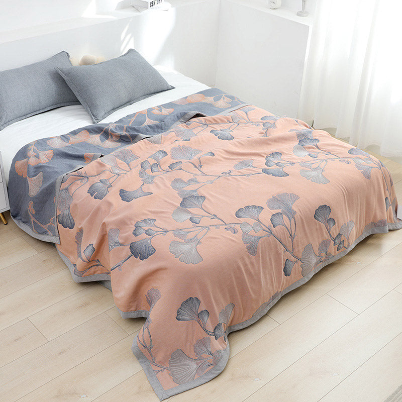 Serena Ginkgo Katoenen Mousseline Quilt | Oase Wonen