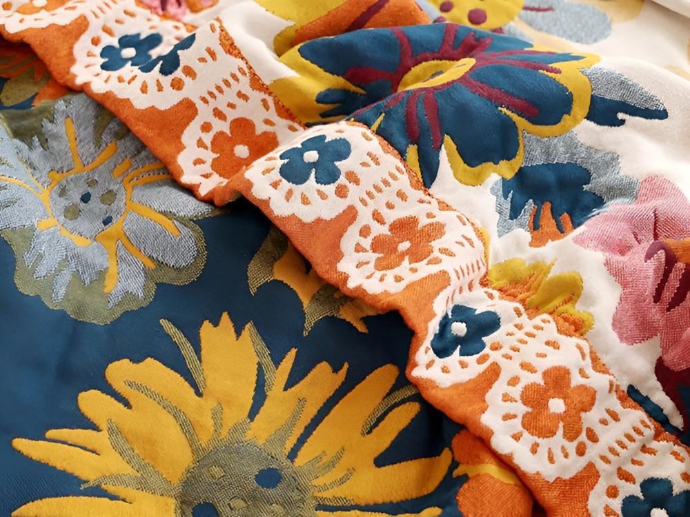 Rivelle Bloemen Katoenen Woonplaid | Oase Wonen