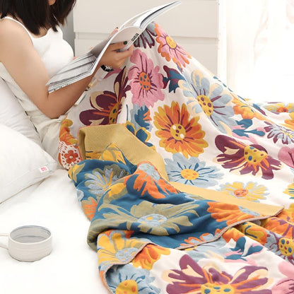 Rivelle Bloemen Katoenen Woonplaid | Oase Wonen