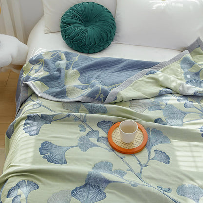 Serena Ginkgo Katoenen Mousseline Quilt | Oase Wonen