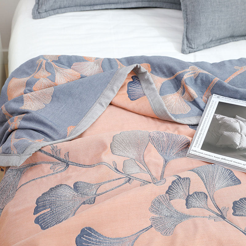 Serena Ginkgo Katoenen Mousseline Quilt | Oase Wonen