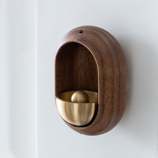 Rustieke Aura deurbel - Handgemaakt houten design met messing bel voor kalmerende klanken bij elke deuropening