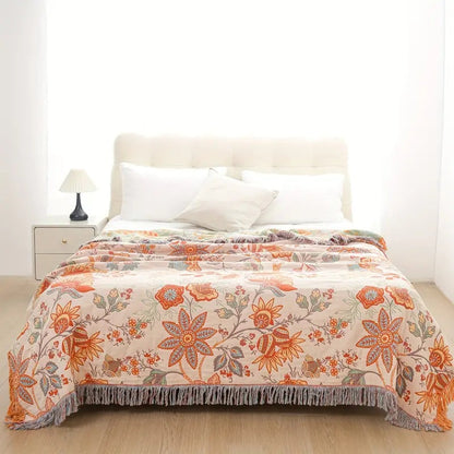 Boho Bloemen Plaid – 100% Katoen voor een Gezellige Sfeer | Oase Wonen