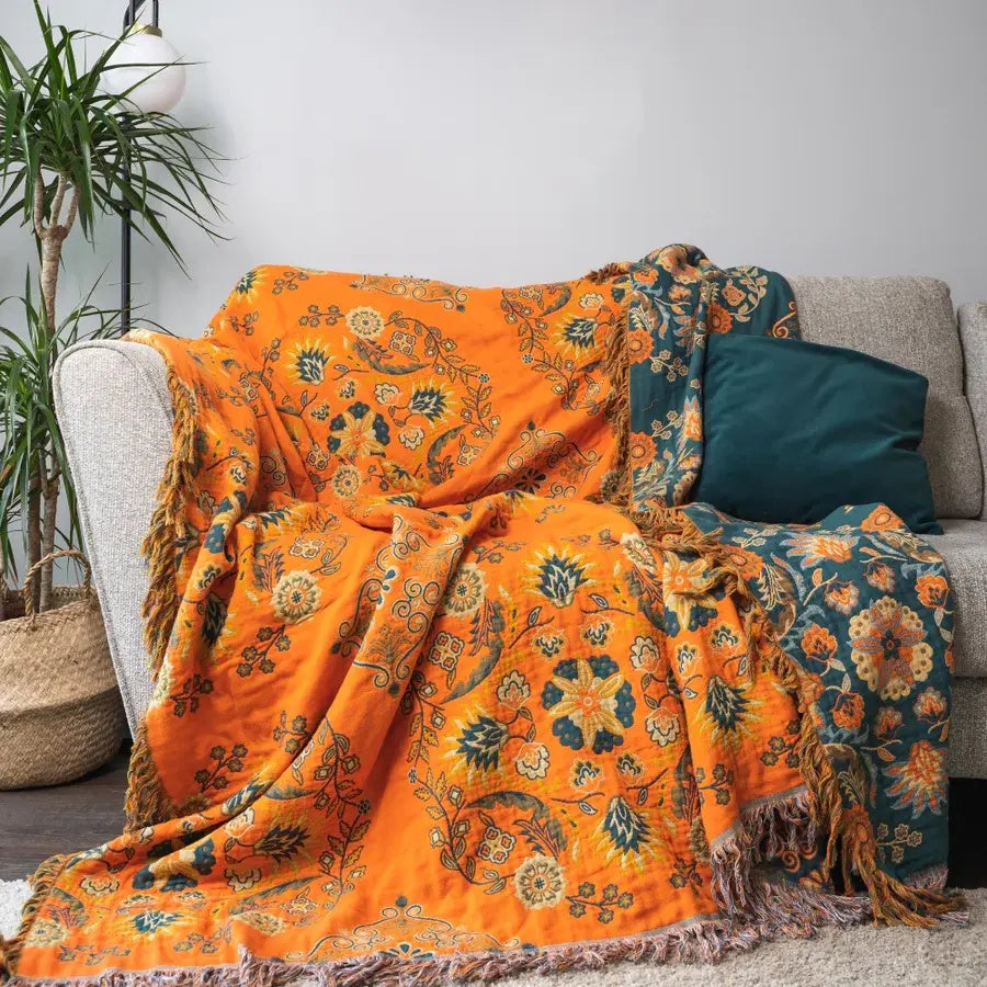 Floréa Dubbelzijdig Katoenen Plaid | Oase Wonen