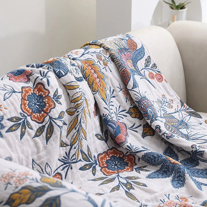 Bloemen Plaid 100% Katoen – Jacquard Deken voor de Bank | Oase Wonen