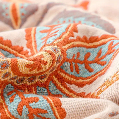 Boho Bloemen Plaid – 100% Katoen voor een Gezellige Sfeer | Oase Wonen