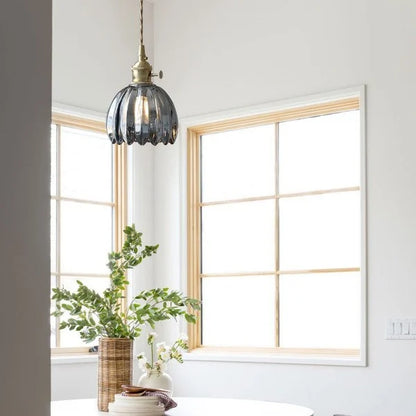 HanaGlow – Japanse Retro Glazen Hanglamp met Bloemendesign