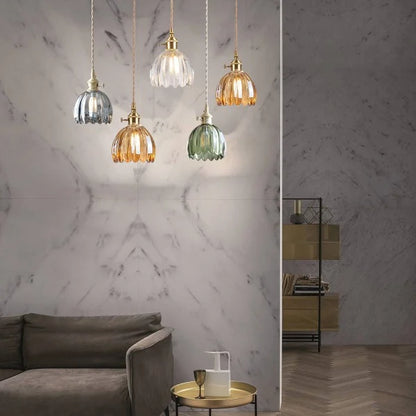 HanaGlow – Japanse Retro Glazen Hanglamp met Bloemendesign
