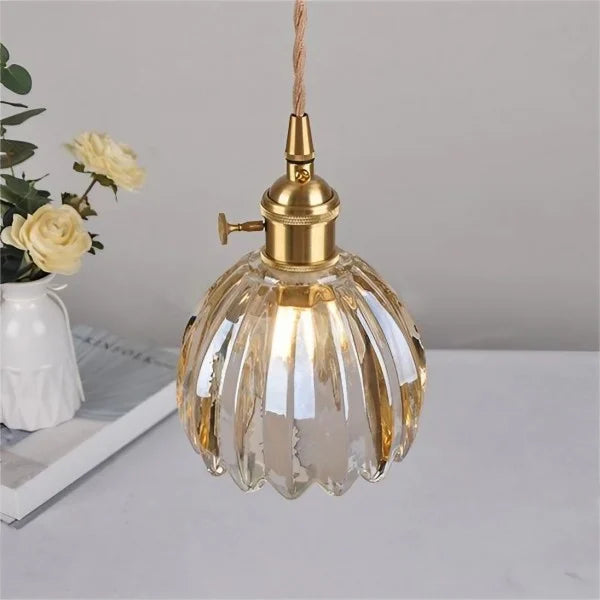 HanaGlow – Japanse Retro Glazen Hanglamp met Bloemendesign