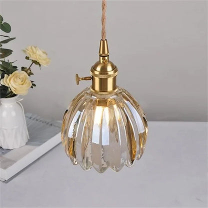 HanaGlow – Japanse Retro Glazen Hanglamp met Bloemendesign