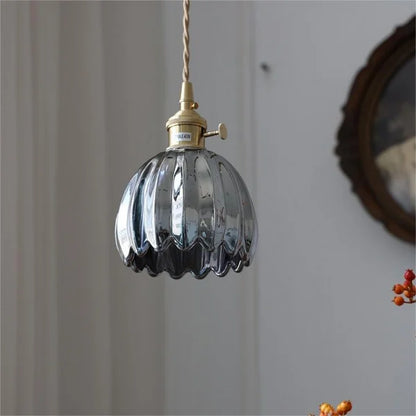 HanaGlow – Japanse Retro Glazen Hanglamp met Bloemendesign