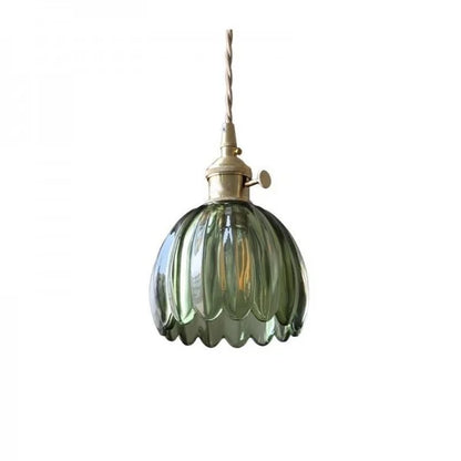 HanaGlow – Japanse Retro Glazen Hanglamp met Bloemendesign