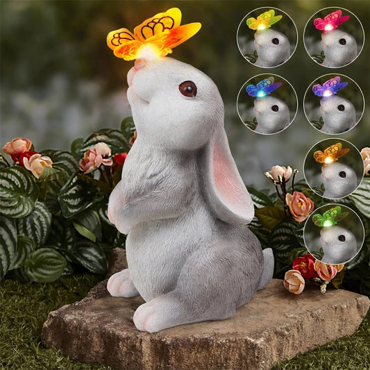 Solar Bunny – Tuindecoratie konijn met LED Solar vlinderlicht