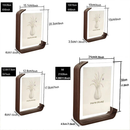 VistaWood – Dubbelzijdige Acryl Fotolijst met Houten Basis