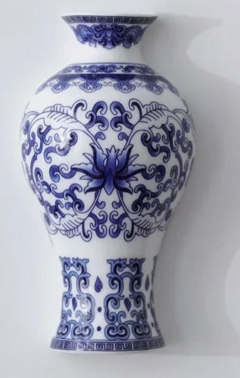 Keramische Wandvaas – Blauw-Wit Antiek Design voor Tijdloze Elegantie
