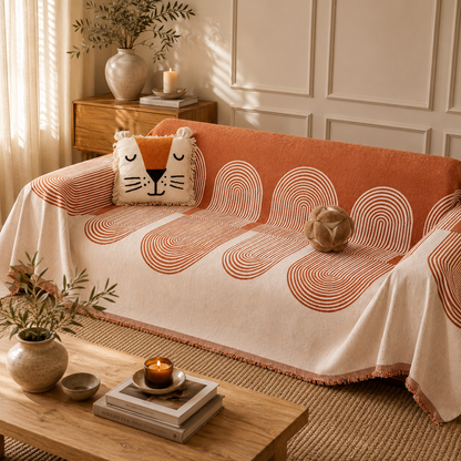 Boho Chic Chenille Bankhoes – Dubbelzijdig & Machinewasbaar | Oase Wonen