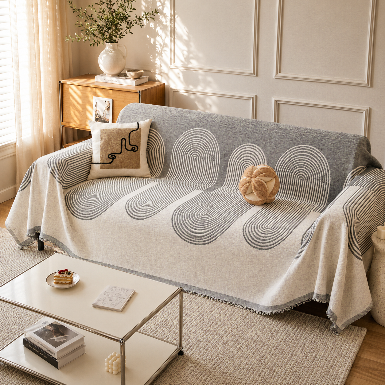Boho Chic Chenille Bankhoes – Dubbelzijdig & Machinewasbaar | Oase Wonen