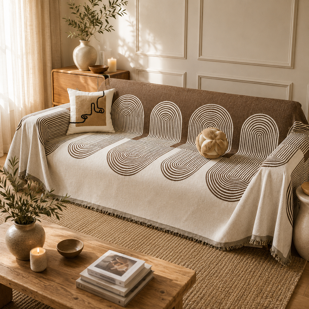 Boho Chic Chenille Bankhoes – Dubbelzijdig & Machinewasbaar | Oase Wonen